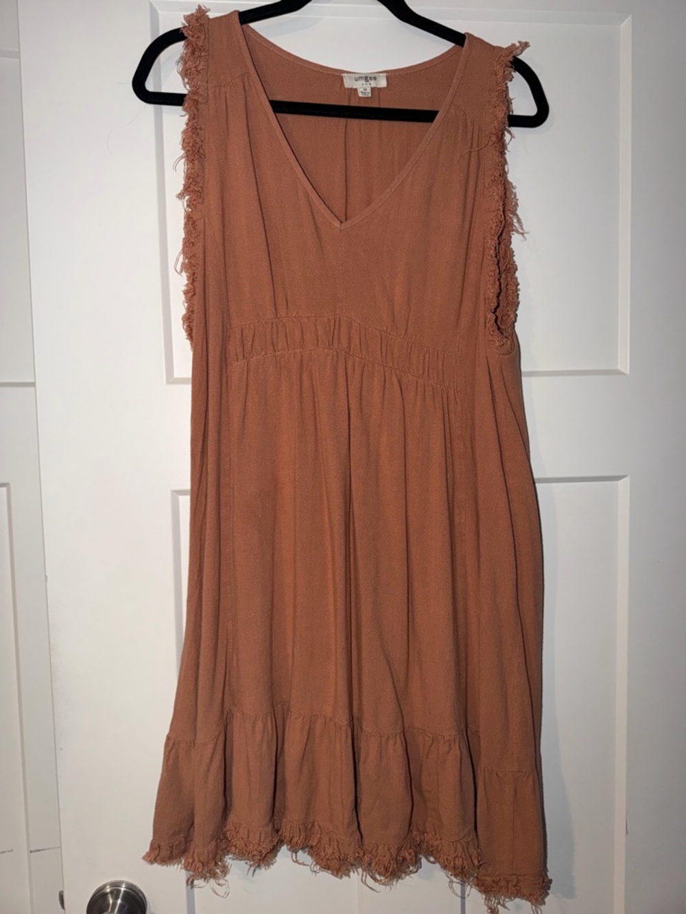 Umgee Rusty Rose Sleeveless Fringe Dress